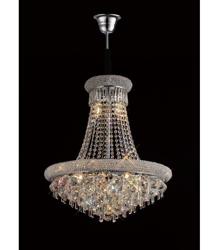 Ceiling Pendant Chandelier 13 Light Polished Chrome, Crystal - 2