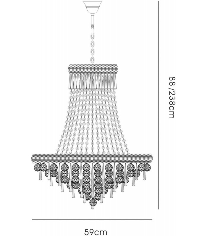 Ceiling Pendant Chandelier 13 Light Polished Chrome, Crystal - 3