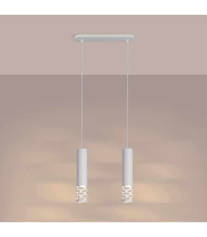 Liro Bar Pendant Ceiling Light White 2x GU10-3