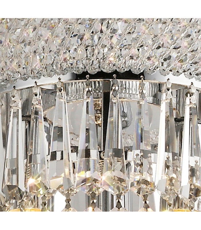 Ceiling Pendant Chandelier 13 Light Polished Chrome, Crystal - 5
