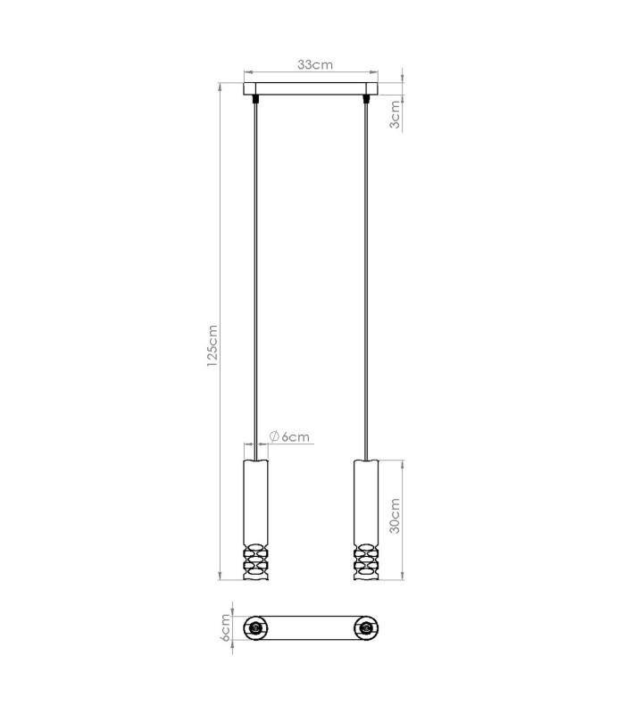 Liro Bar Pendant Ceiling Light White 2x GU10-10