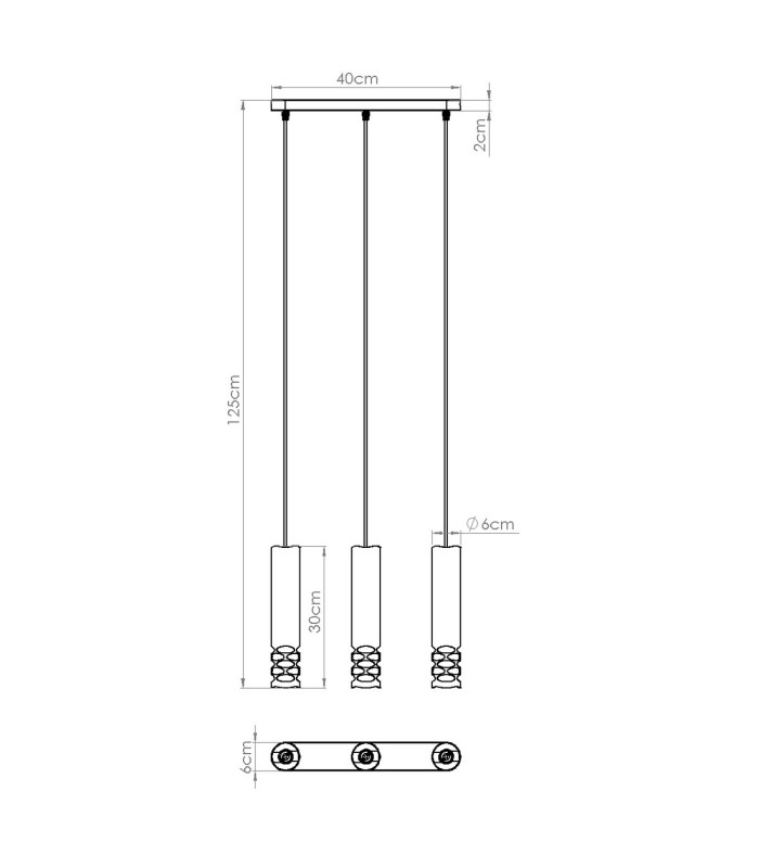 Liro Bar Pendant Ceiling Light White 3x GU10-10