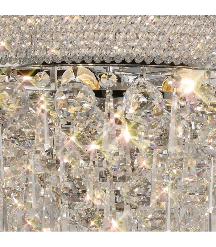 Ceiling Pendant Chandelier 13 Light Polished Chrome, Crystal - 11