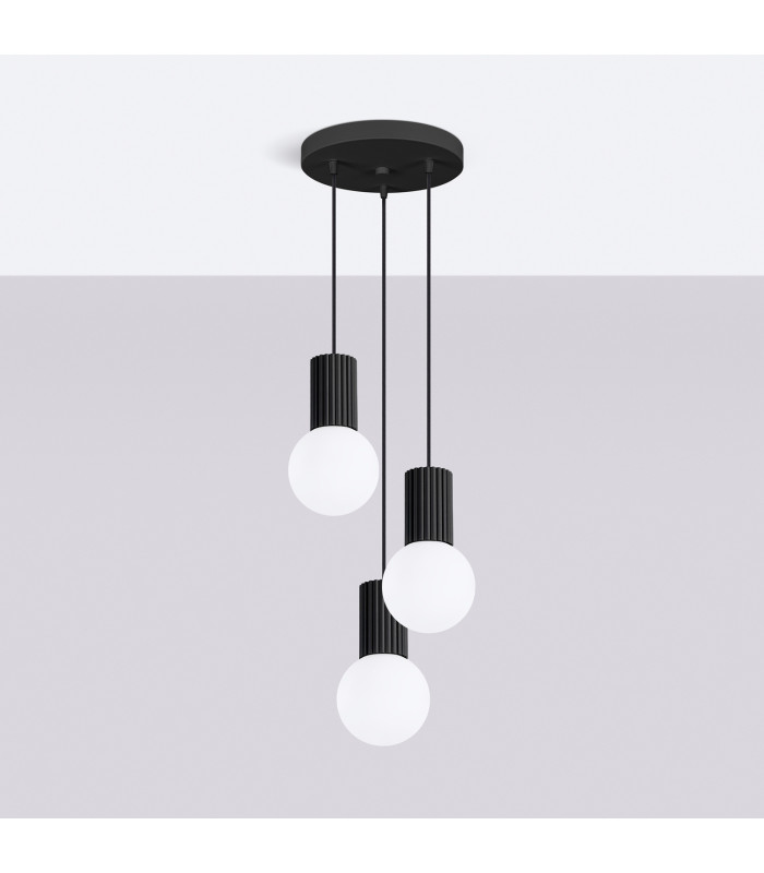 Halo Cluster Pendant Ceiling Light Black 3x G9-2