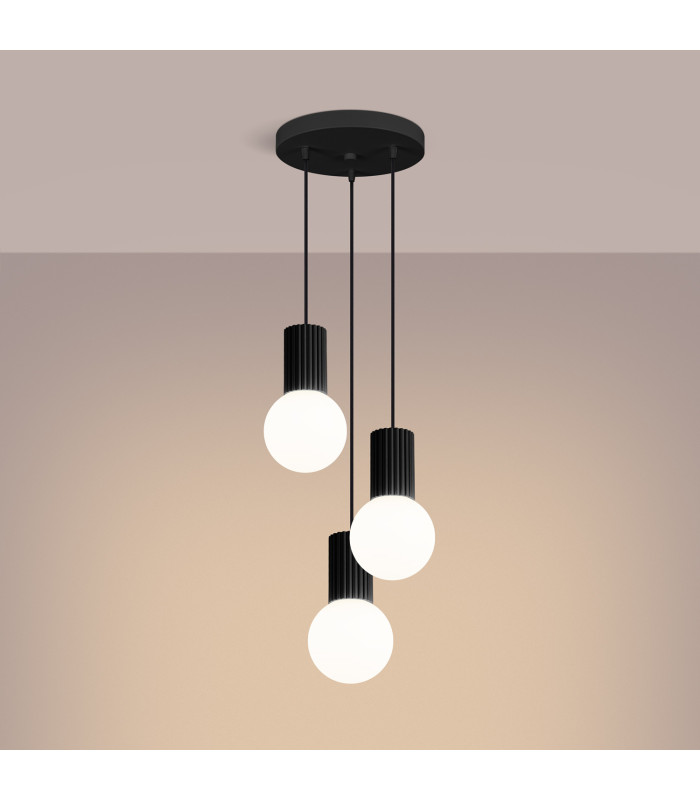 Halo Cluster Pendant Ceiling Light Black 3x G9-3