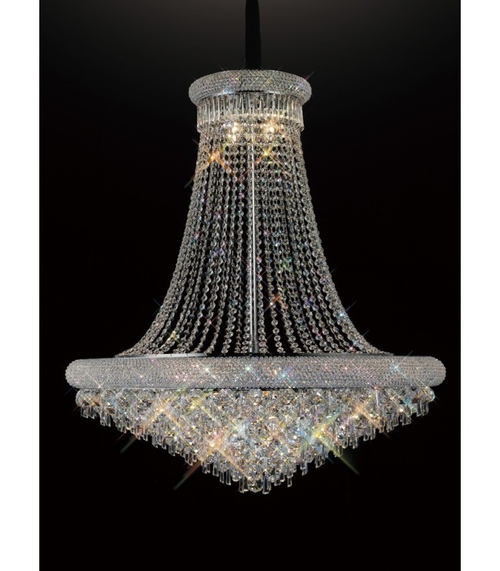 Ceiling Pendant Chandelier 20 Light Polished Chrome, Crystal - 11