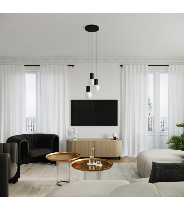 Halo Cluster Pendant Ceiling Light Black 3x G9-12