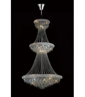 Ceiling Pendant Chandelier 3 Tier 29 Light Polished Chrome, Crystal - 2