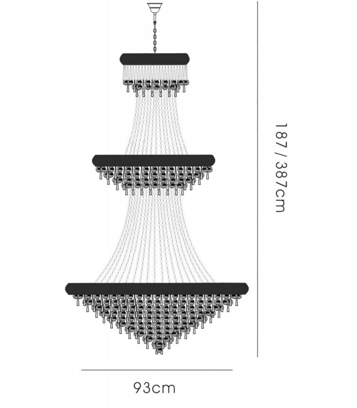 Ceiling Pendant Chandelier 3 Tier 29 Light Polished Chrome, Crystal - 3
