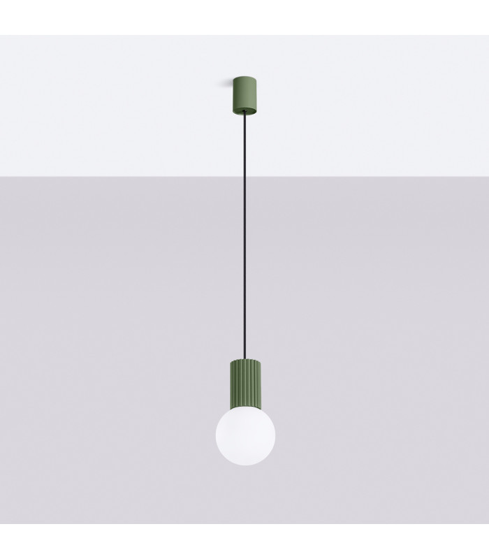 Halo Slim Pendant Ceiling Light Olive Green 1x G9-2