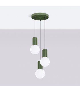 Halo Cluster Pendant Ceiling Light Olive Green 3x G9-2