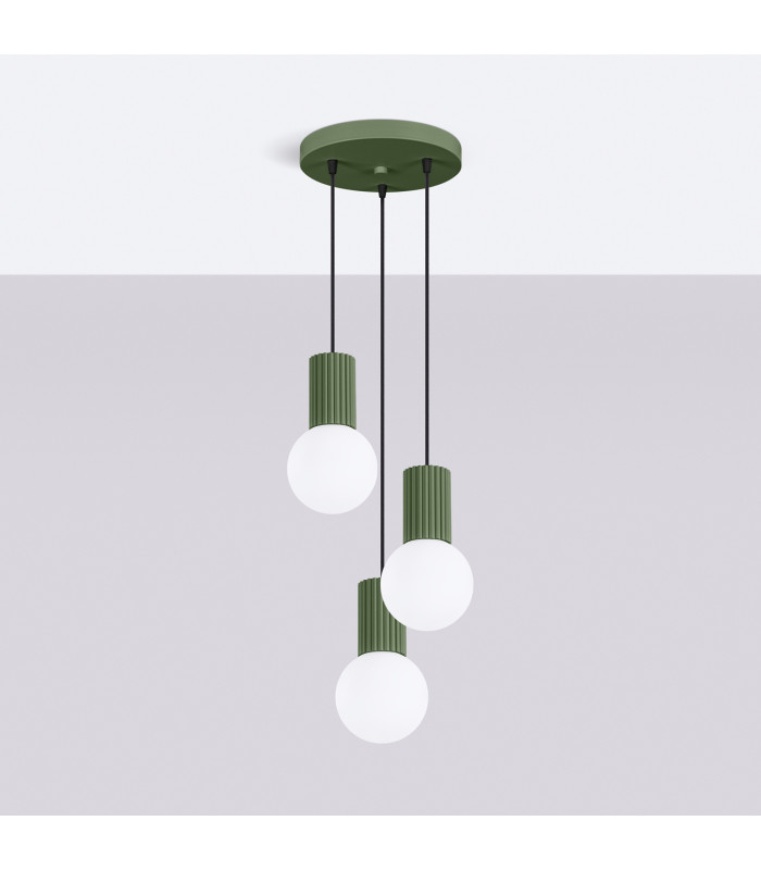 Halo Cluster Pendant Ceiling Light Olive Green 3x G9-2