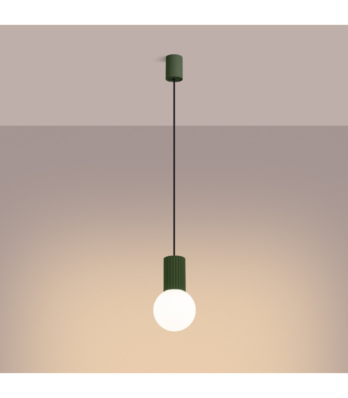 Halo Slim Pendant Ceiling Light Olive Green 1x G9-3