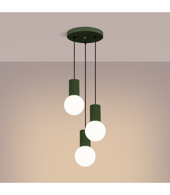 Halo Cluster Pendant Ceiling Light Olive Green 3x G9-3