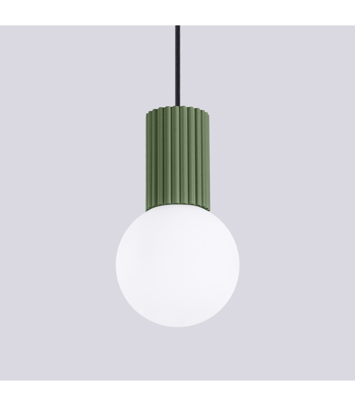 Halo Slim Pendant Ceiling Light Olive Green 1x G9-5