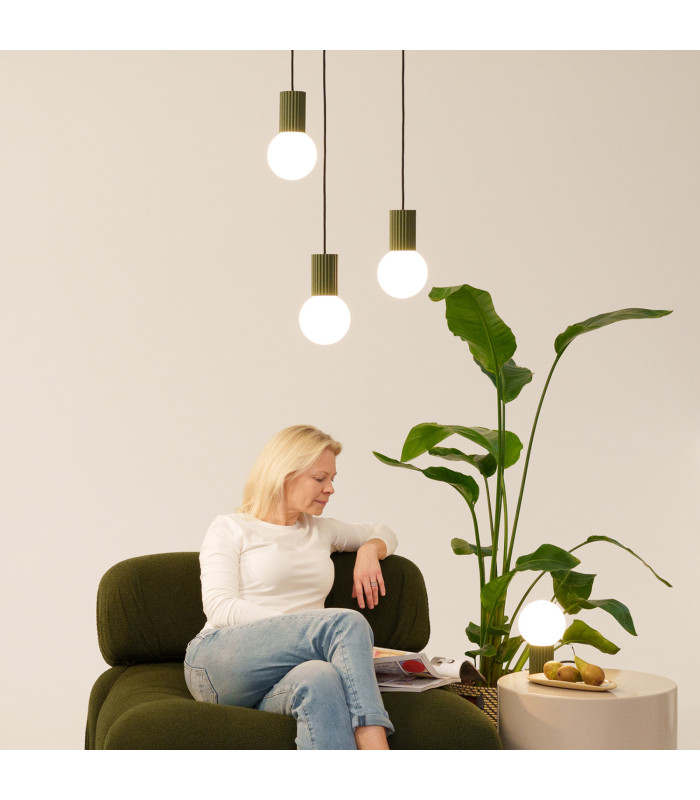 Halo Slim Pendant Ceiling Light Olive Green 1x G9-13