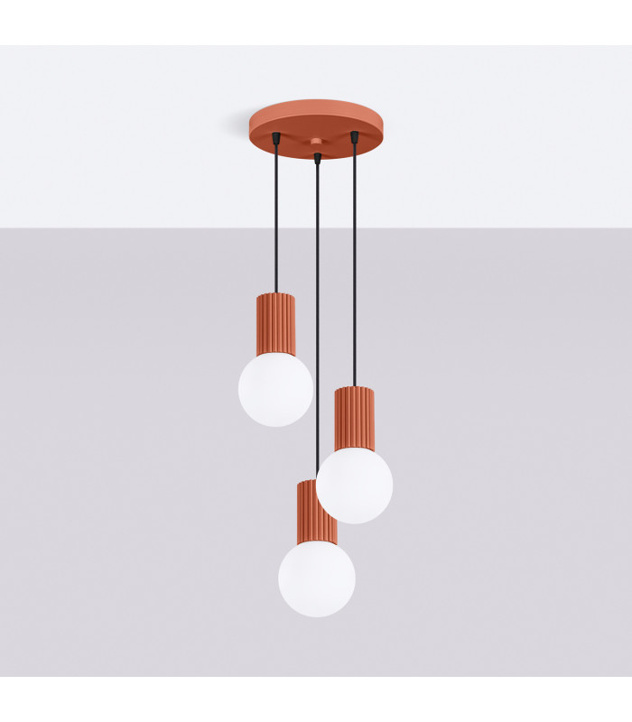 Halo Cluster Pendant Ceiling Light Red Ochre 3x G9-2