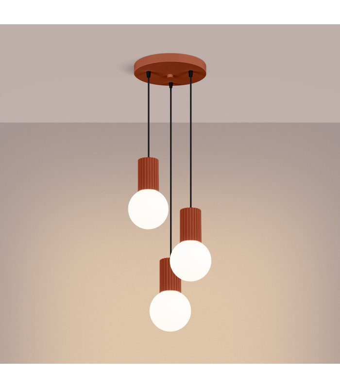 Halo Cluster Pendant Ceiling Light Red Ochre 3x G9-3
