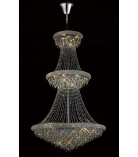 Ceiling Pendant Chandelier 3 Tier 37 Light Polished Chrome, Crystal - 2