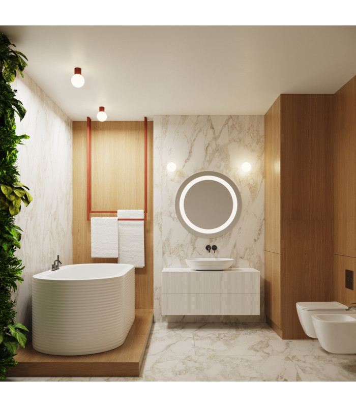 Halo Bathroom Ceiling Light Red Ochre 1x G9IP44-11