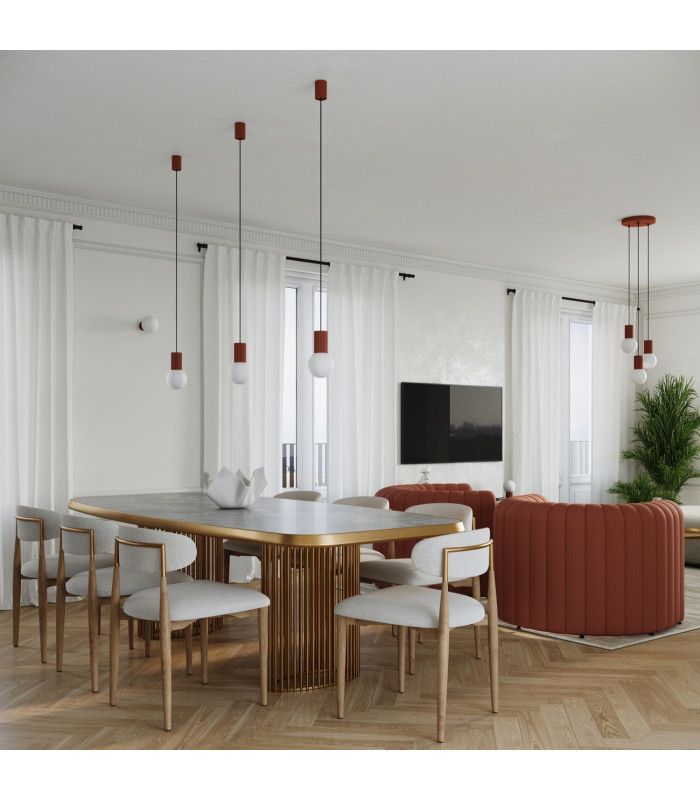 Halo Slim Pendant Ceiling Light Red Ochre 1x G9-13