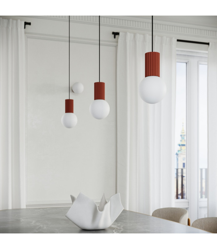 Halo Slim Pendant Ceiling Light Red Ochre 1x G9-14