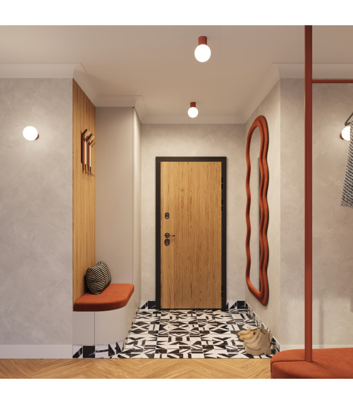 Halo Bathroom Ceiling Light Red Ochre 1x G9IP44-14