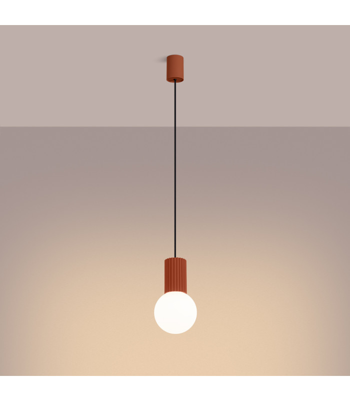 Halo Slim Pendant Ceiling Light Red Ochre 1x G9-3