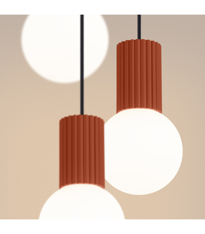 Halo Cluster Pendant Ceiling Light Red Ochre 3x G9-4
