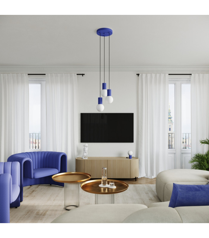 Halo Cluster Pendant Ceiling Light Ultramarine 3x G9-12