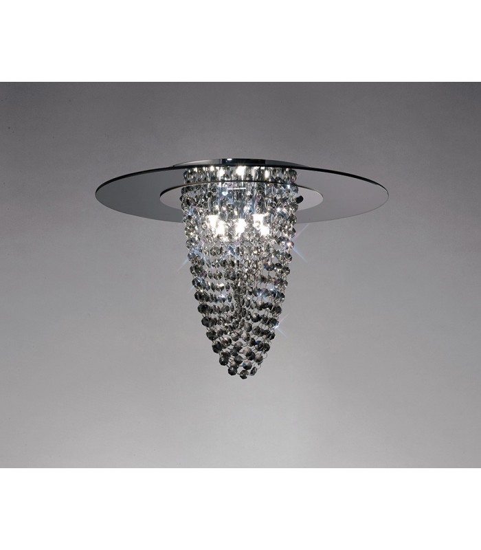Flush Ceiling 5 Light Polished Chrome, Smoked Mirror, Smoked Crystal - 2