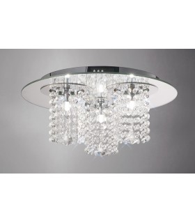 Flush Ceiling 3 Light Polished Chrome, Mirror, Crystal - 2