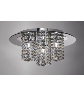 Flush Ceiling 3 Light Polished Chrome, Smoked Mirror, Smoked Crystal - 2