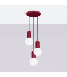 Halo Cluster Pendant Ceiling Light Burgundy 3x G9-2