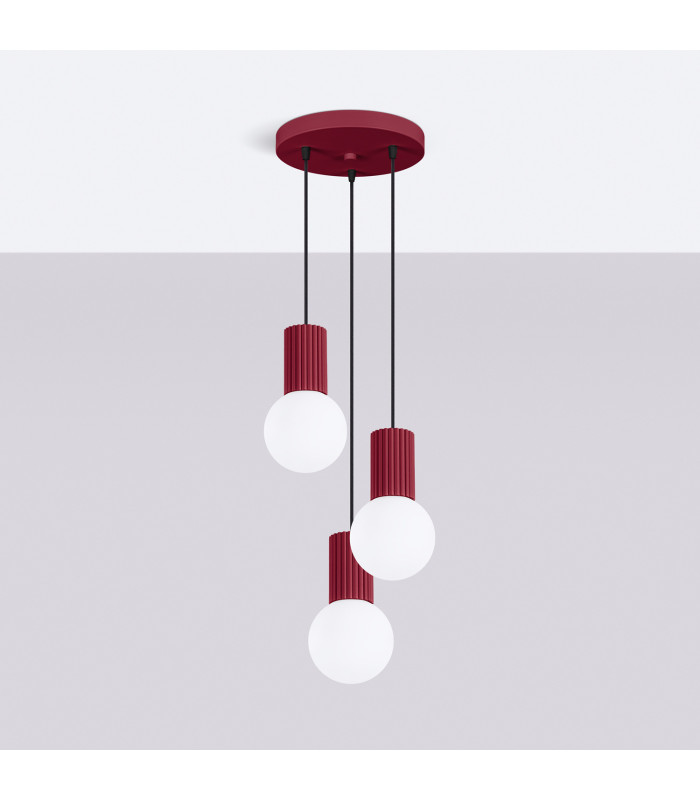 Halo Cluster Pendant Ceiling Light Burgundy 3x G9-2