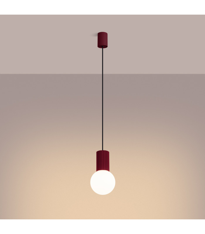 Halo Slim Pendant Ceiling Light Burgundy 1x G9-3