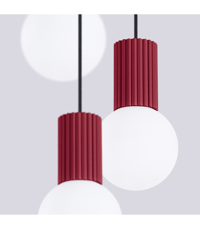 Halo Cluster Pendant Ceiling Light Burgundy 3x G9-5