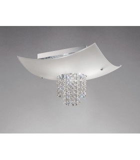 Flush Ceiling 5 Light Polished Chrome, Glass, Crystal - 2