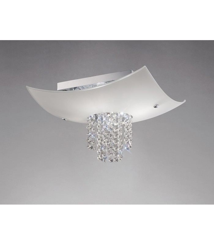 Flush Ceiling 5 Light Polished Chrome, Glass, Crystal - 2
