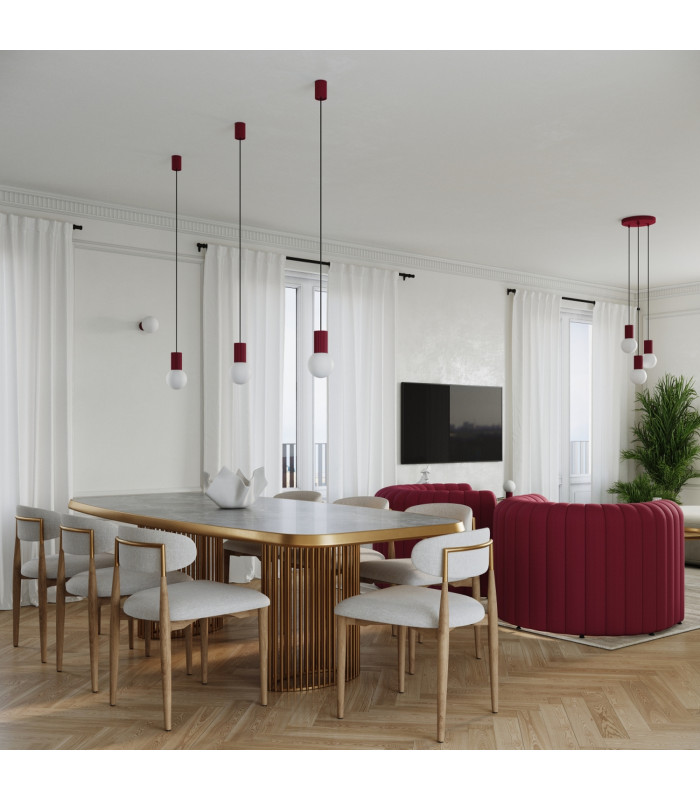 Halo Slim Pendant Ceiling Light Burgundy 1x G9-12