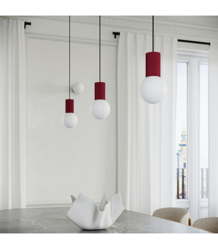 Halo Slim Pendant Ceiling Light Burgundy 1x G9-13