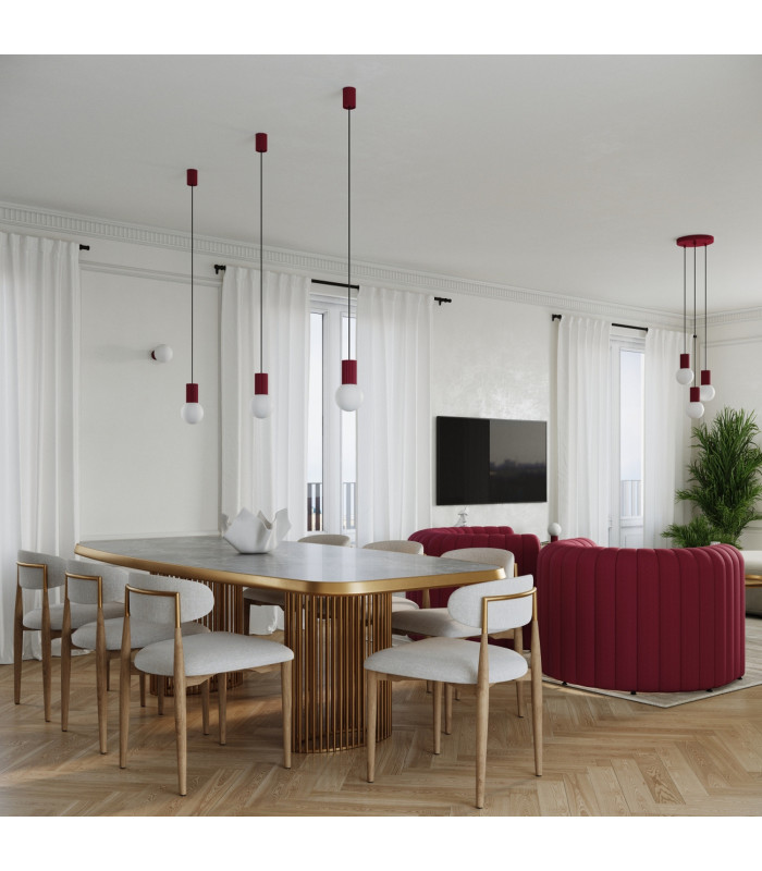 Halo Cluster Pendant Ceiling Light Burgundy 3x G9-13