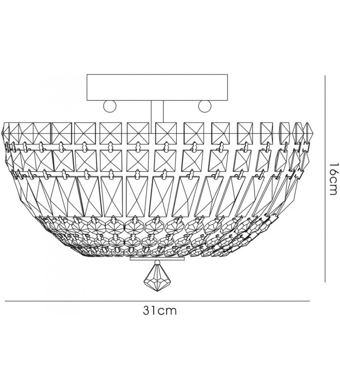 Flush Ceiling 4 Light Polished Chrome, Crystal - 3