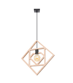 Caro Pendant Ceiling Light Natural Wood Black 1x E27-1