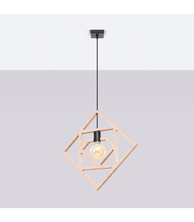 Caro Pendant Ceiling Light Natural Wood Black 1x E27-2
