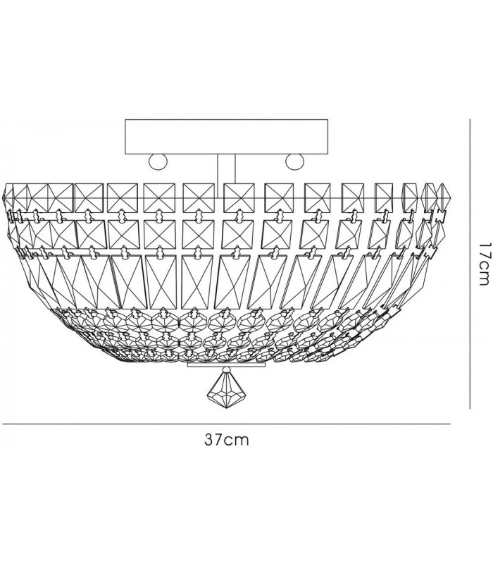 Flush Ceiling 5 Light Polished Chrome, Crystal - 3