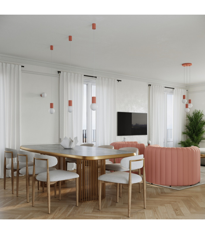 Halo Slim Pendant Ceiling Light Peach 1x G9-13