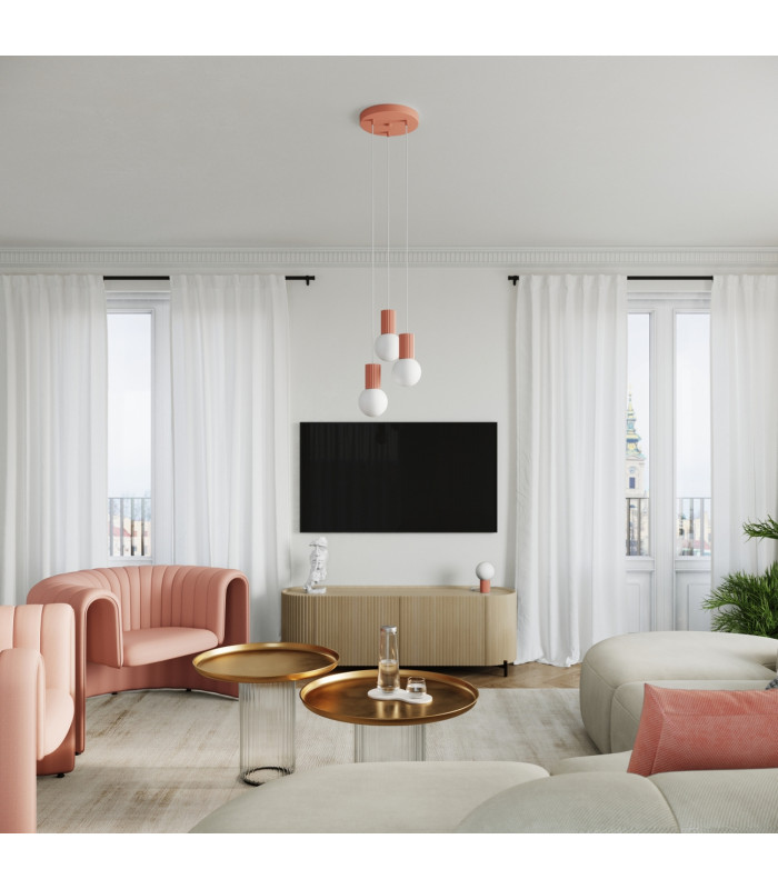 Halo Cluster Pendant Ceiling Light Peach 3x G9-12