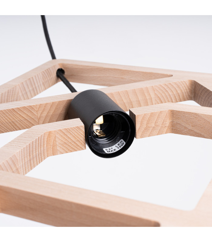 Caro Pendant Ceiling Light Natural Wood Black 1x E27-8