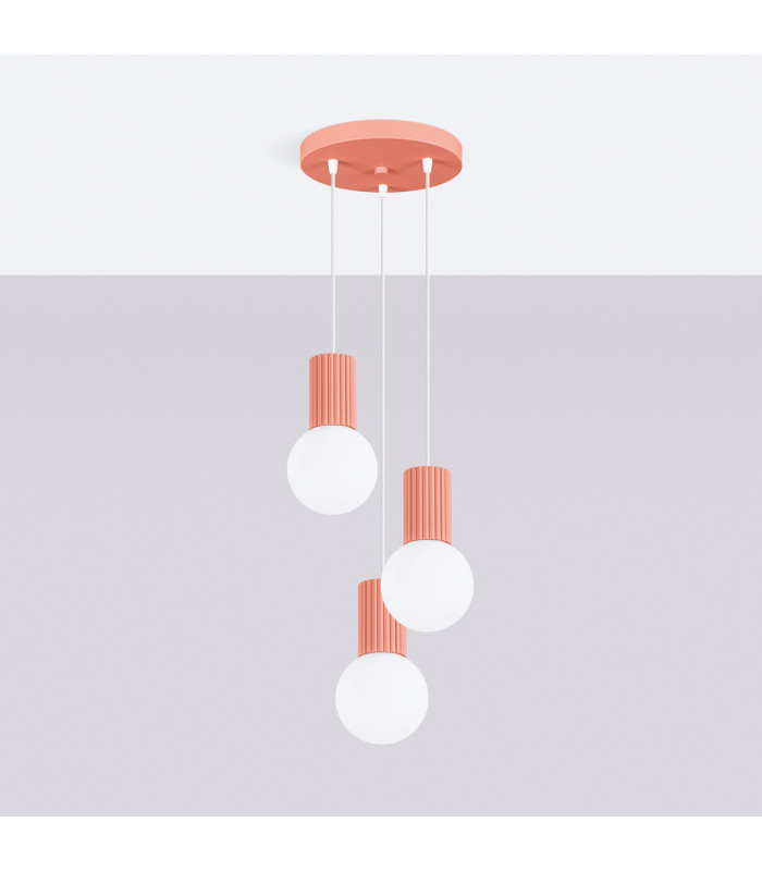Halo Cluster Pendant Ceiling Light Peach 3x G9-2